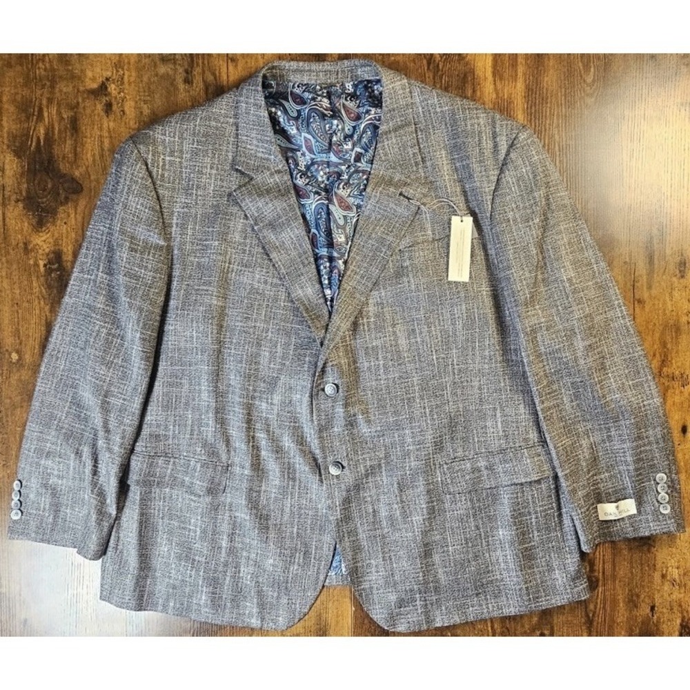 Oak Hill Sport Coat Blazer Suit Jacket 2 Button Gray 4XL 58R/60R NWT‎